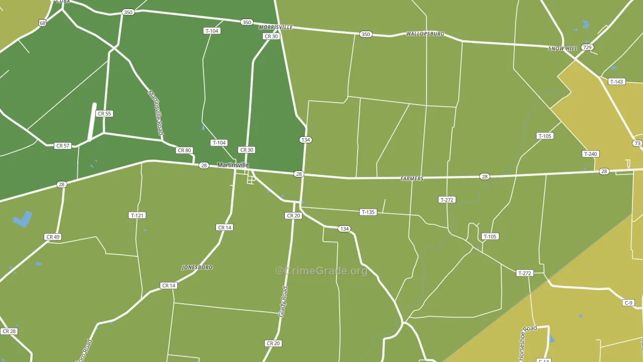 Martinsville, OH Map of Vandalism Rates
