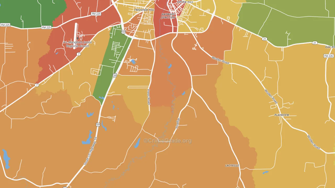 Martinsville, TX Map of Vandalism Rates