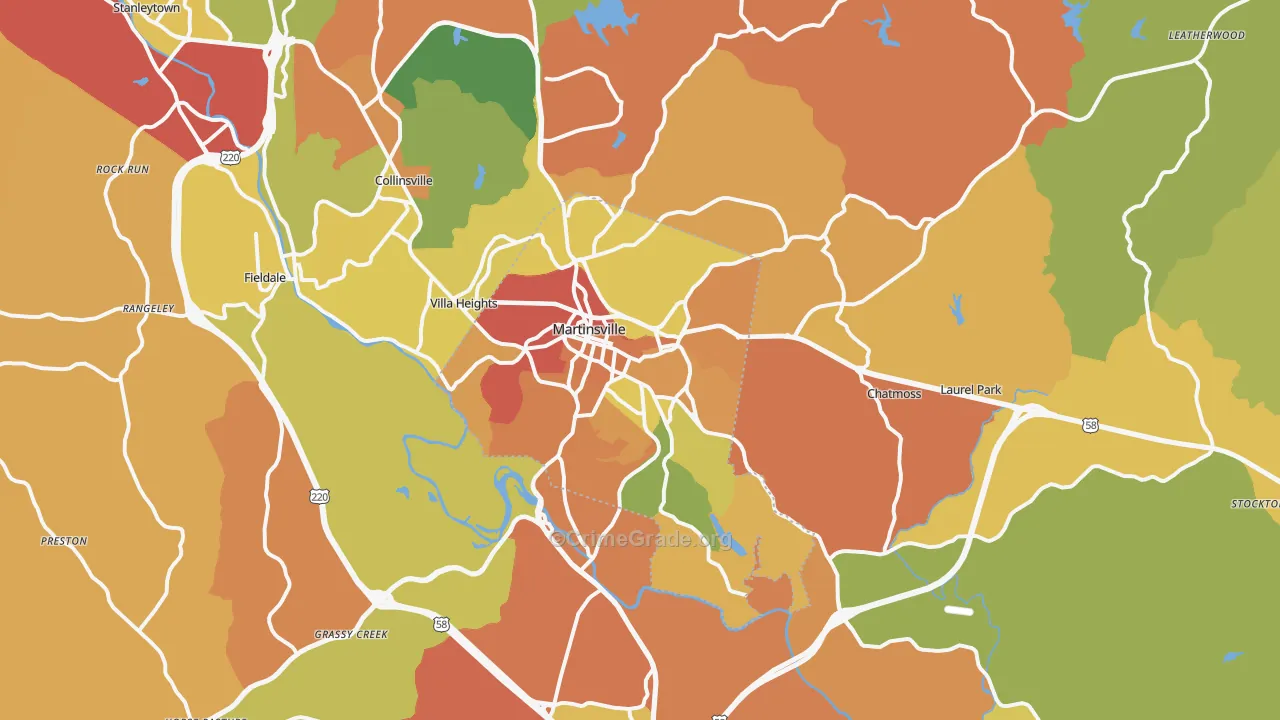 Martinsville, VA Map of Vandalism Rates