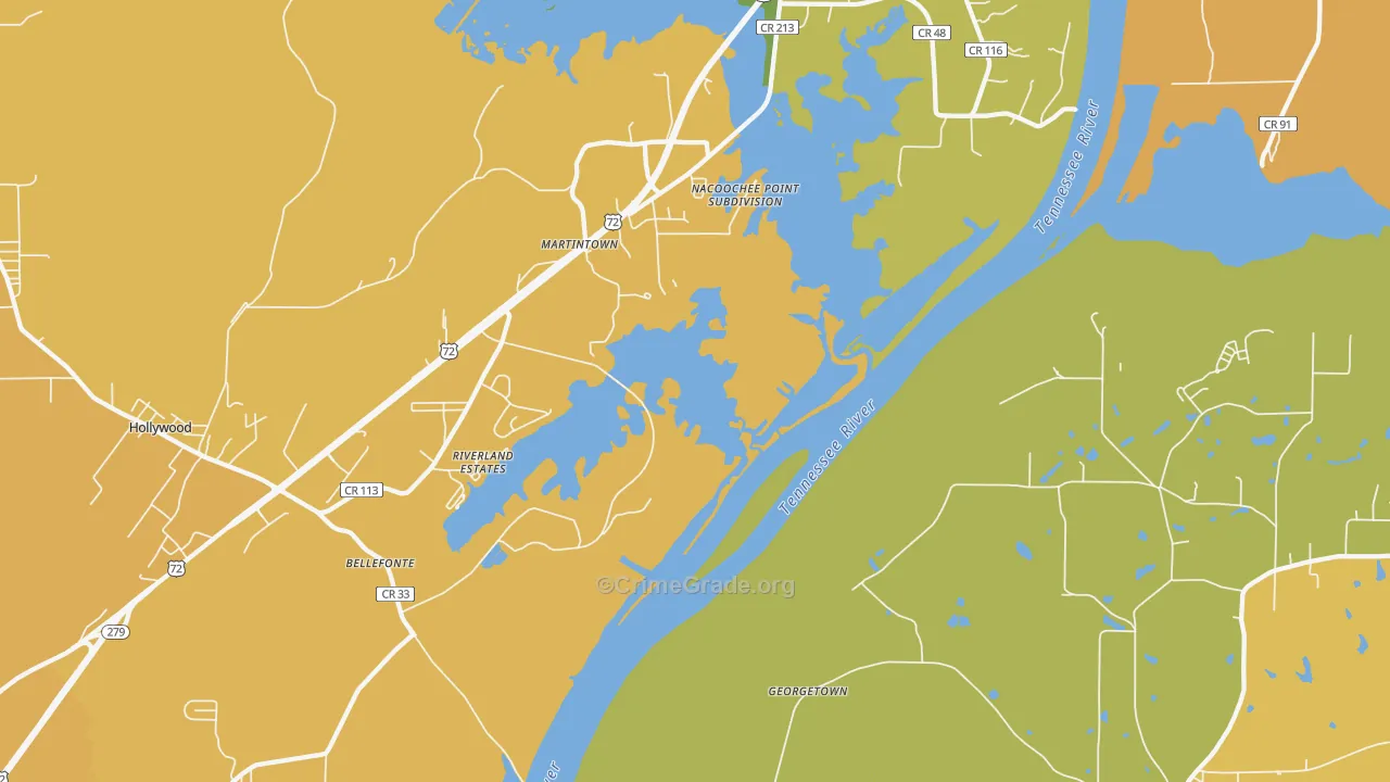 Martintown, AL Map of Vandalism Rates