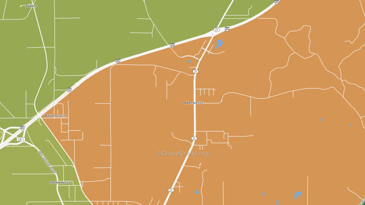 Martinville, AL Map of Vandalism Rates