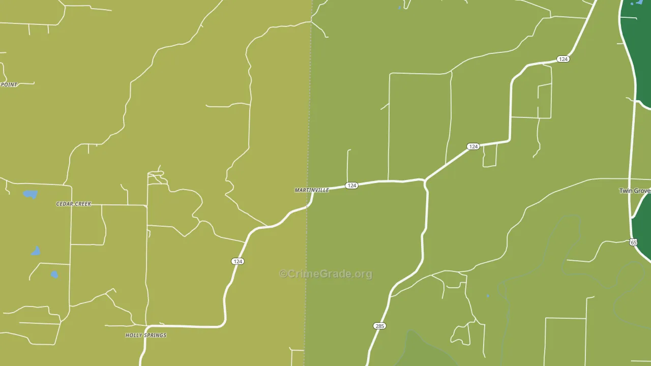 Martinville, AR Map of Vandalism Rates