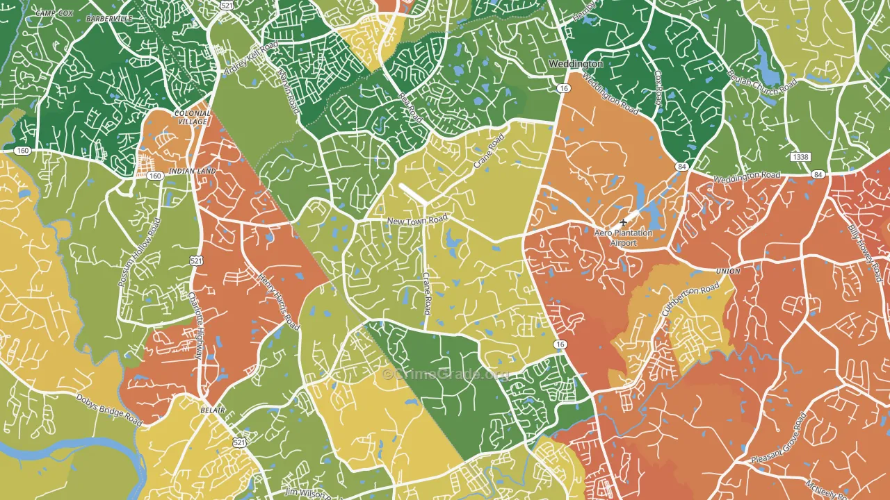 Marvin, NC Map of Vandalism Rates