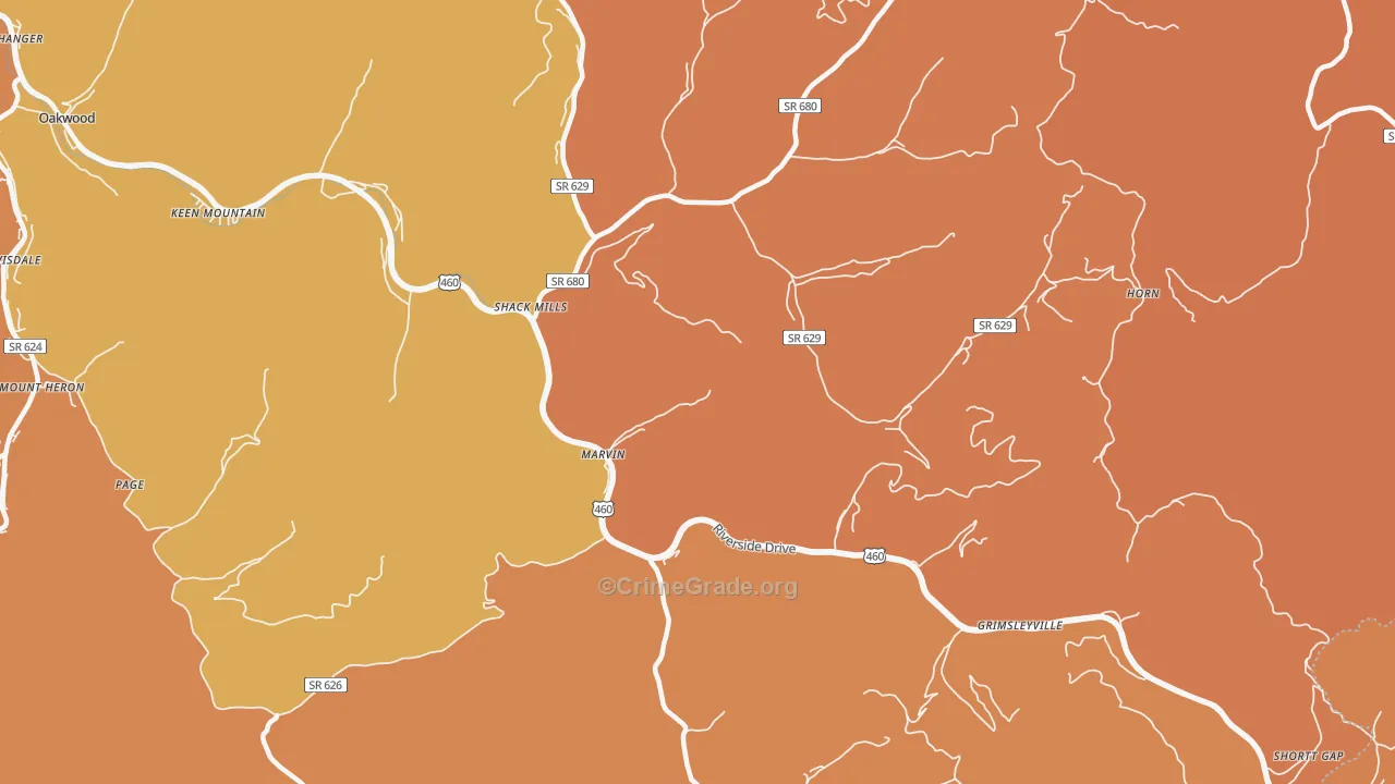 Marvin, VA Map of Vandalism Rates