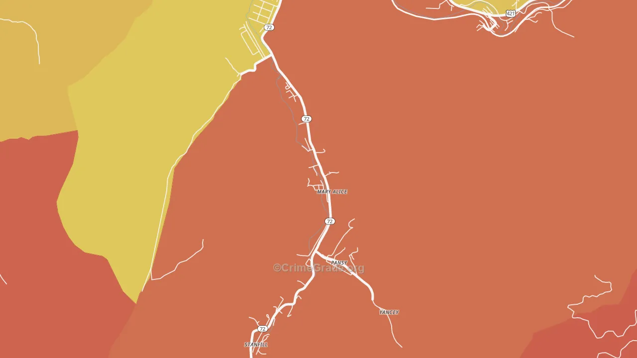 Mary Alice, KY Map of Vandalism Rates