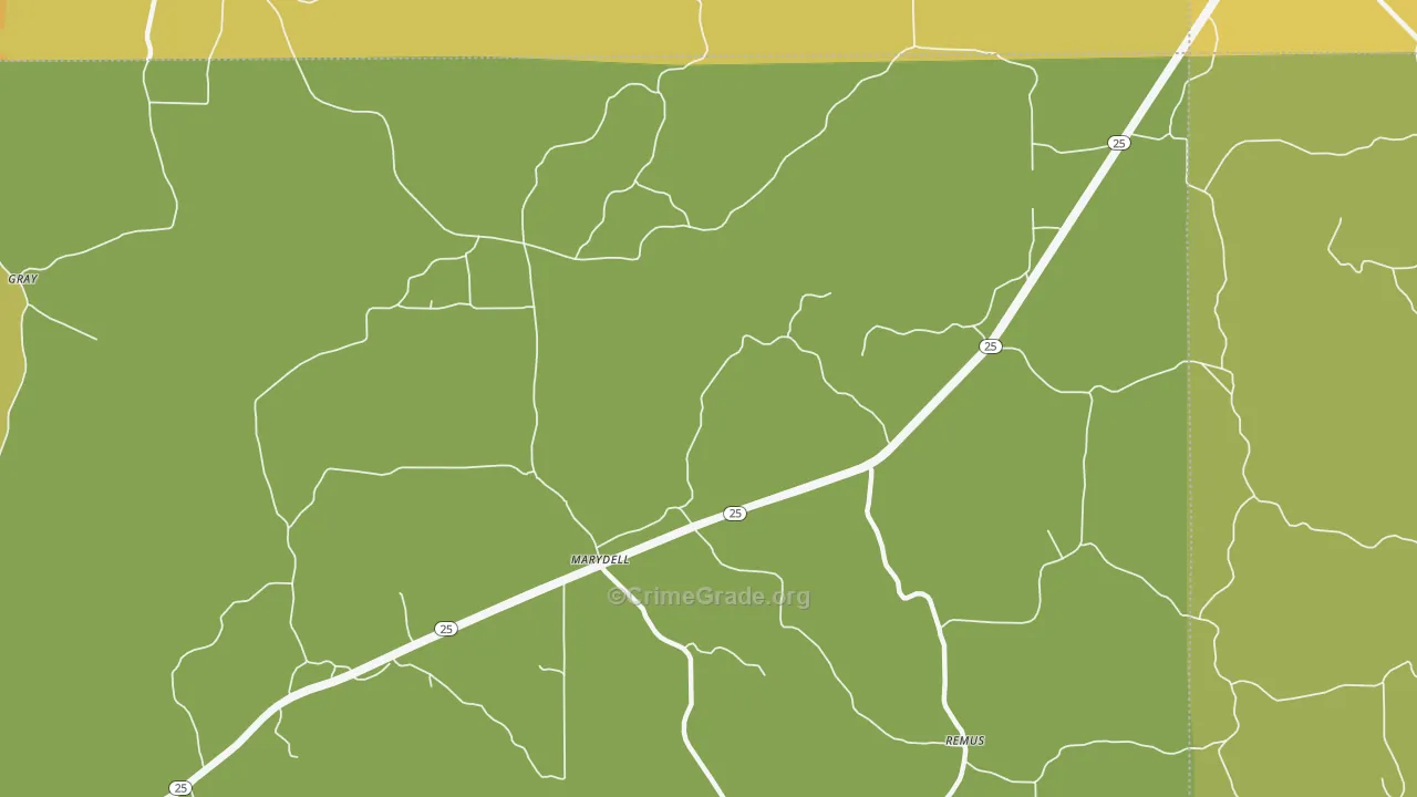 Marydell, MS Map of Vandalism Rates