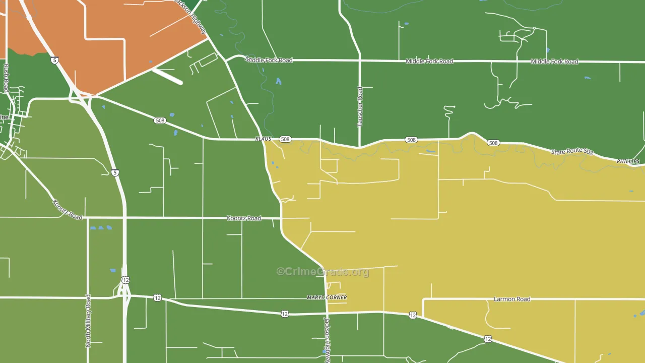Marys Corner, WA Map of Vandalism Rates