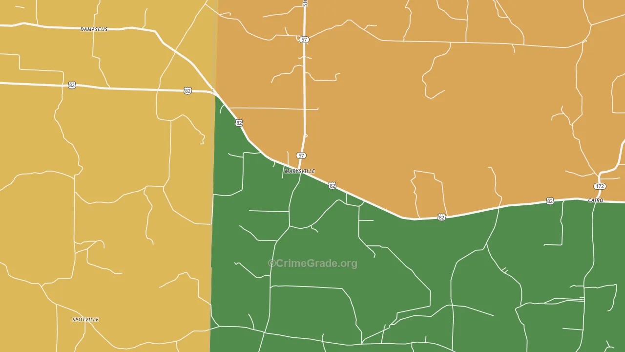 Marysville, AR Map of Vandalism Rates