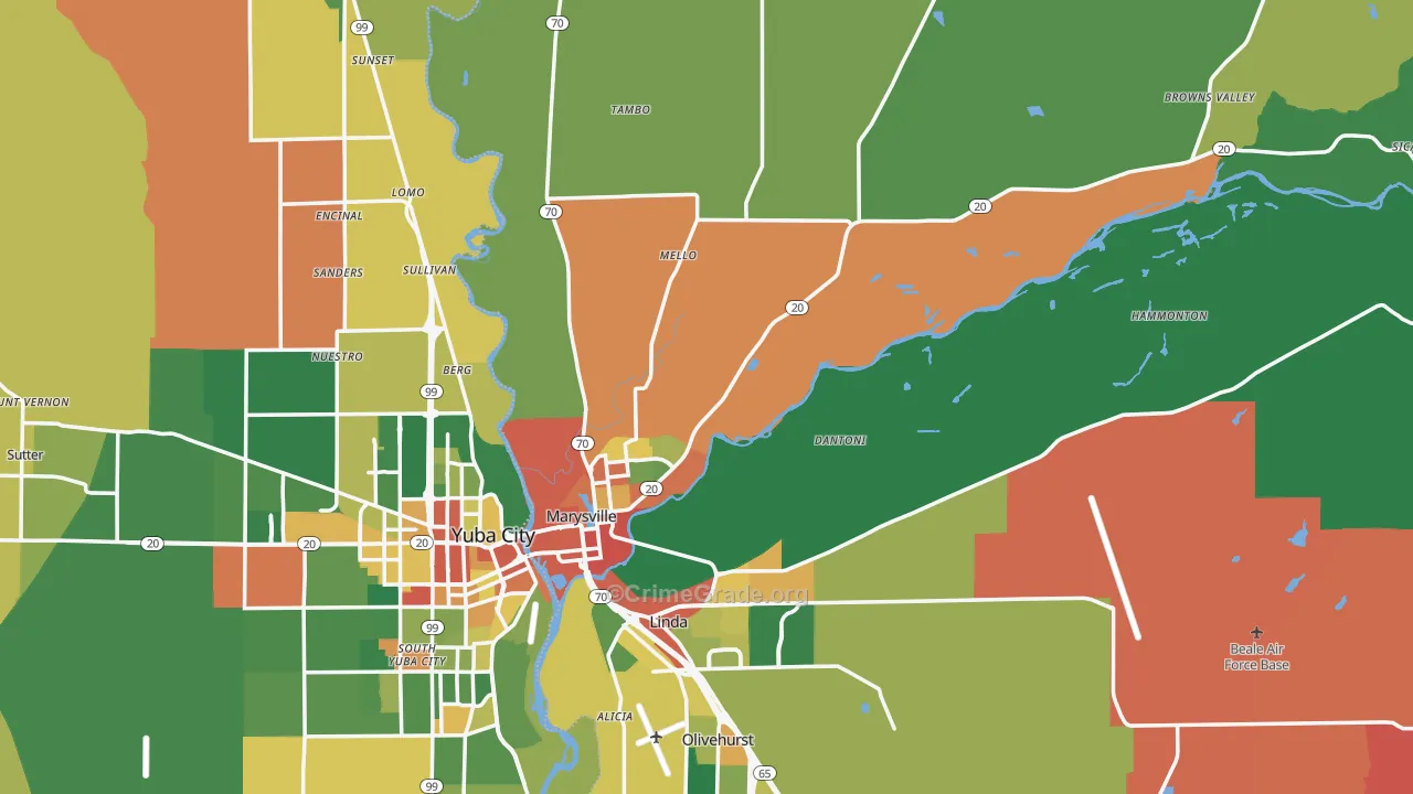 Marysville, CA Map of Vandalism Rates