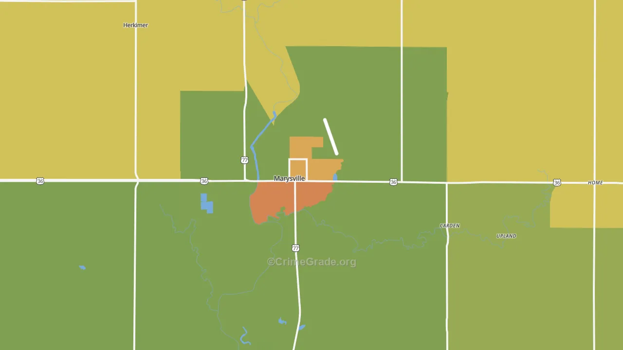 Marysville, KS Map of Vandalism Rates