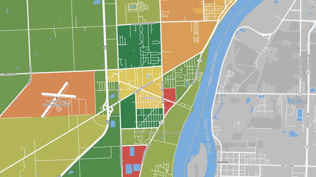 Marysville, MI Map of Vandalism Rates