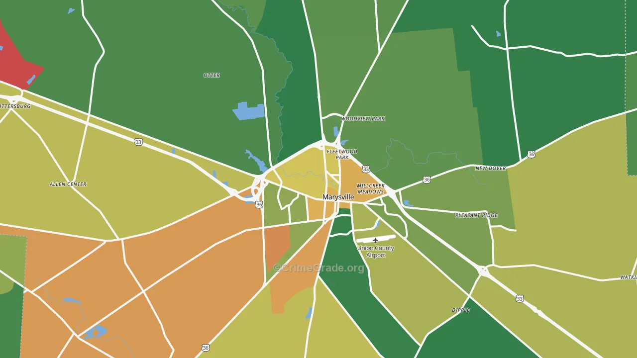 Marysville, OH Map of Vandalism Rates