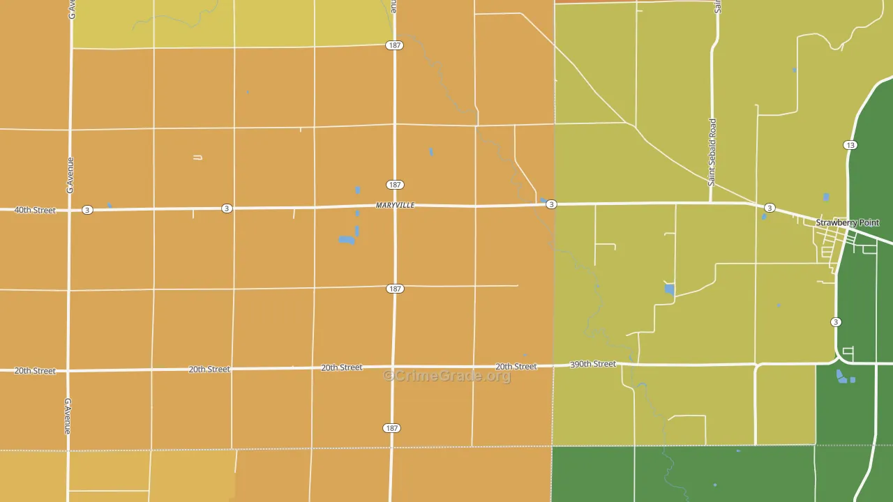 Maryville, IA Map of Vandalism Rates