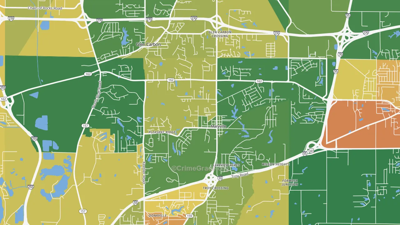 Maryville, IL Map of Vandalism Rates
