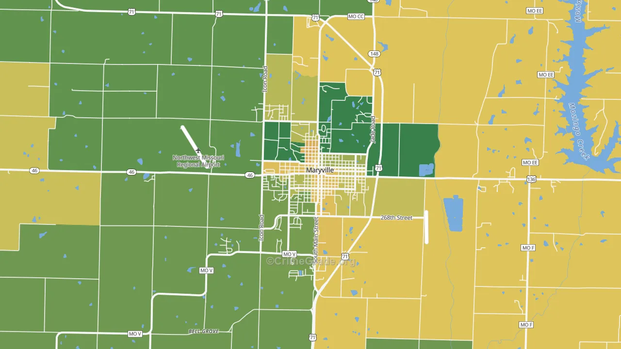 Maryville, MO Map of Vandalism Rates