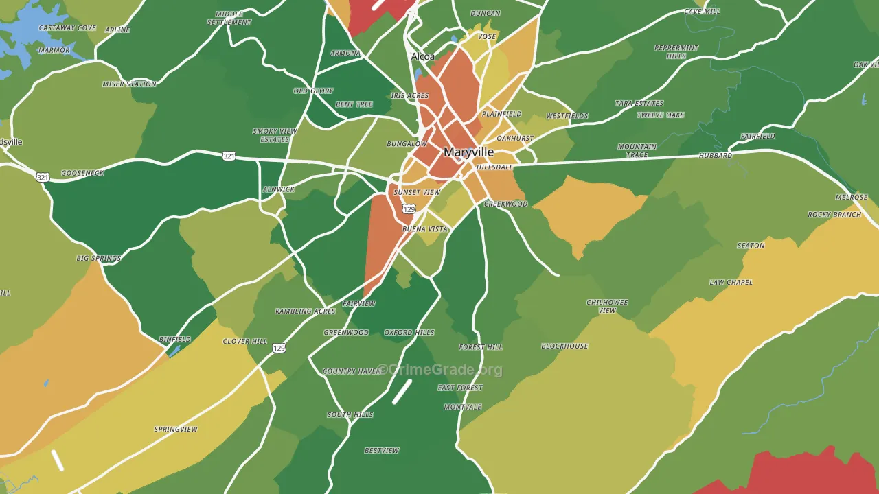 Maryville, TN Map of Vandalism Rates