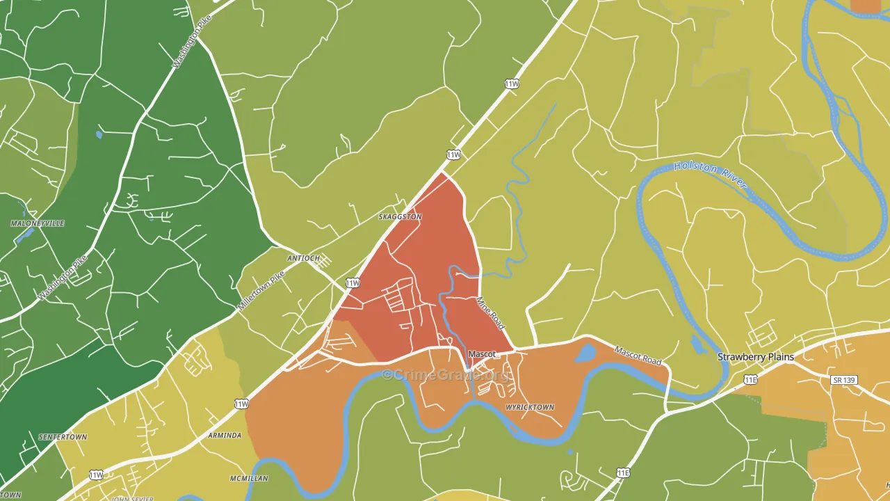 Mascot, TN Map of Vandalism Rates