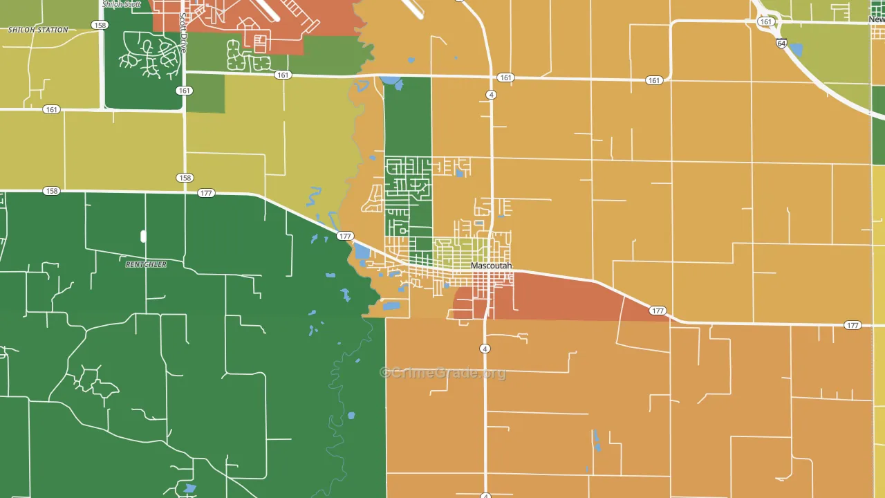 Mascoutah, IL Map of Vandalism Rates