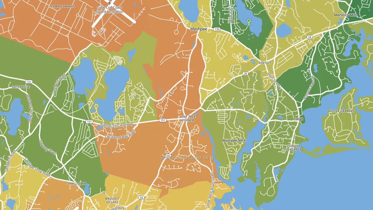 Mashpee, MA Map of Vandalism Rates