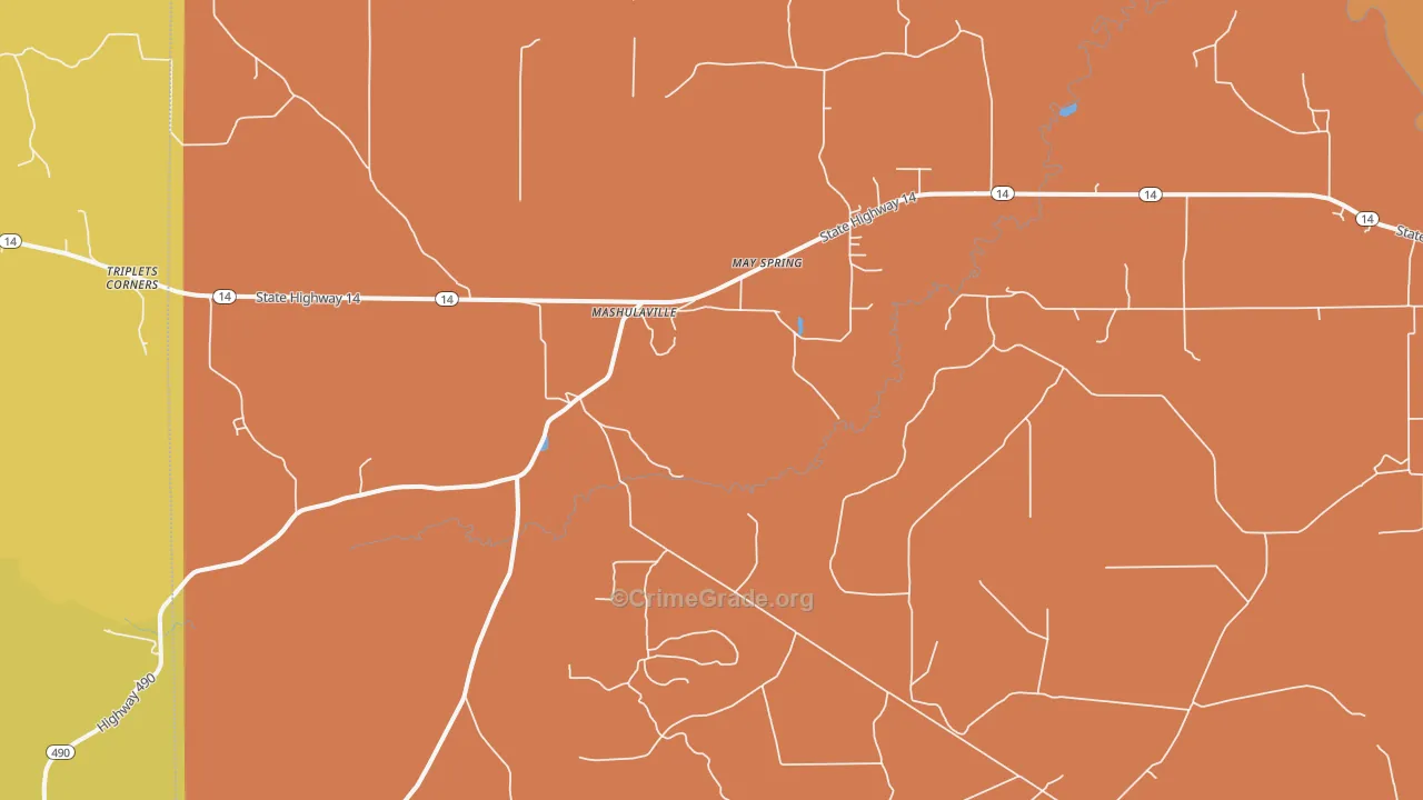 Mashulaville, MS Map of Vandalism Rates