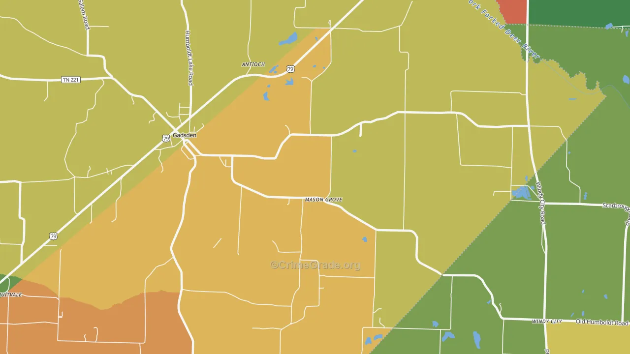 Mason Grove, TN Map of Vandalism Rates