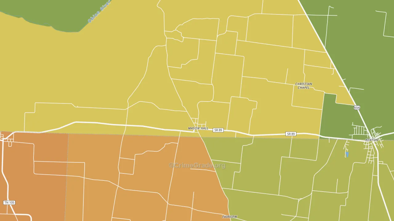 Mason Hall, TN Map of Vandalism Rates