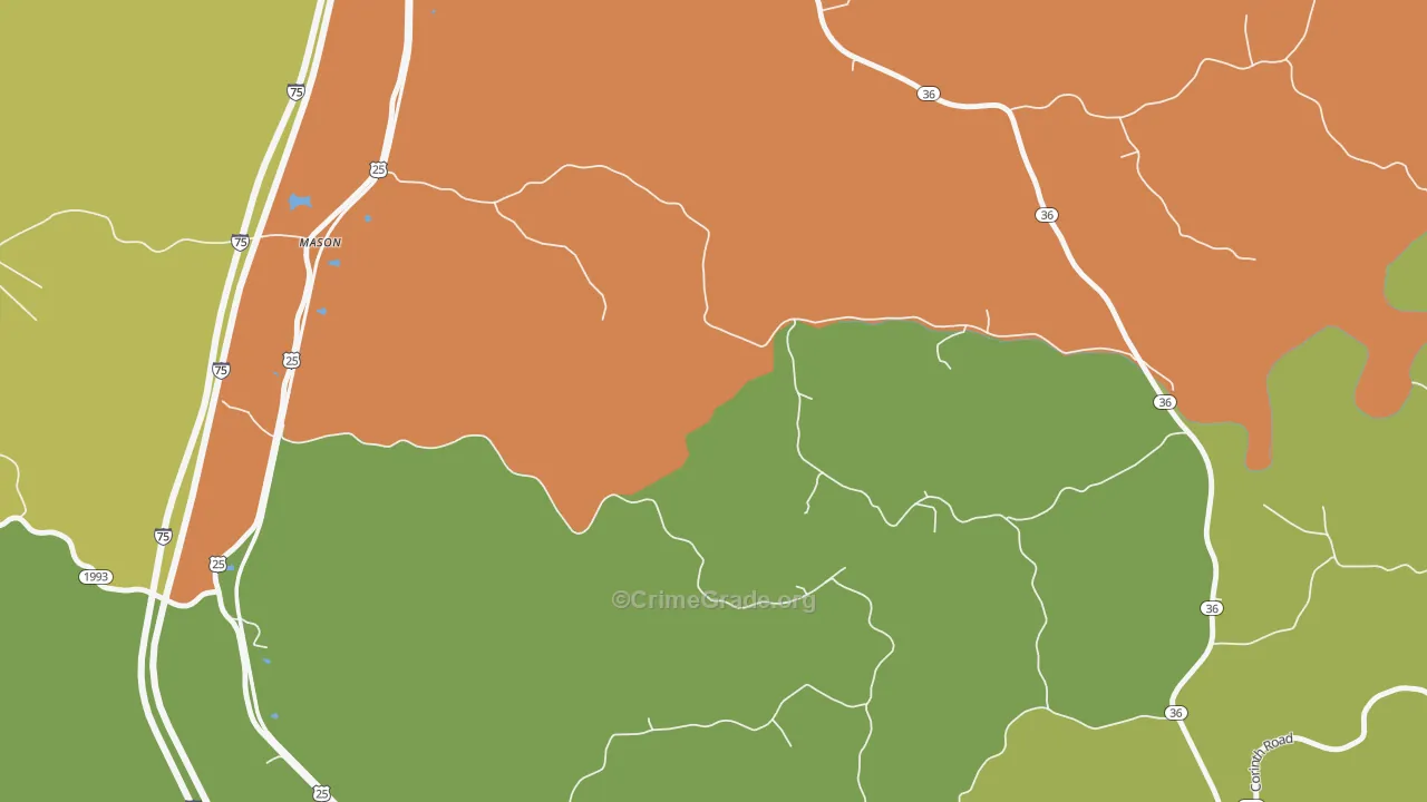 Mason, KY Map of Vandalism Rates