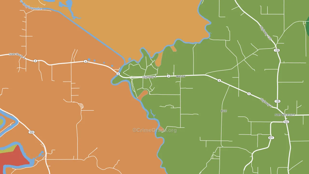 Mason, LA Map of Vandalism Rates
