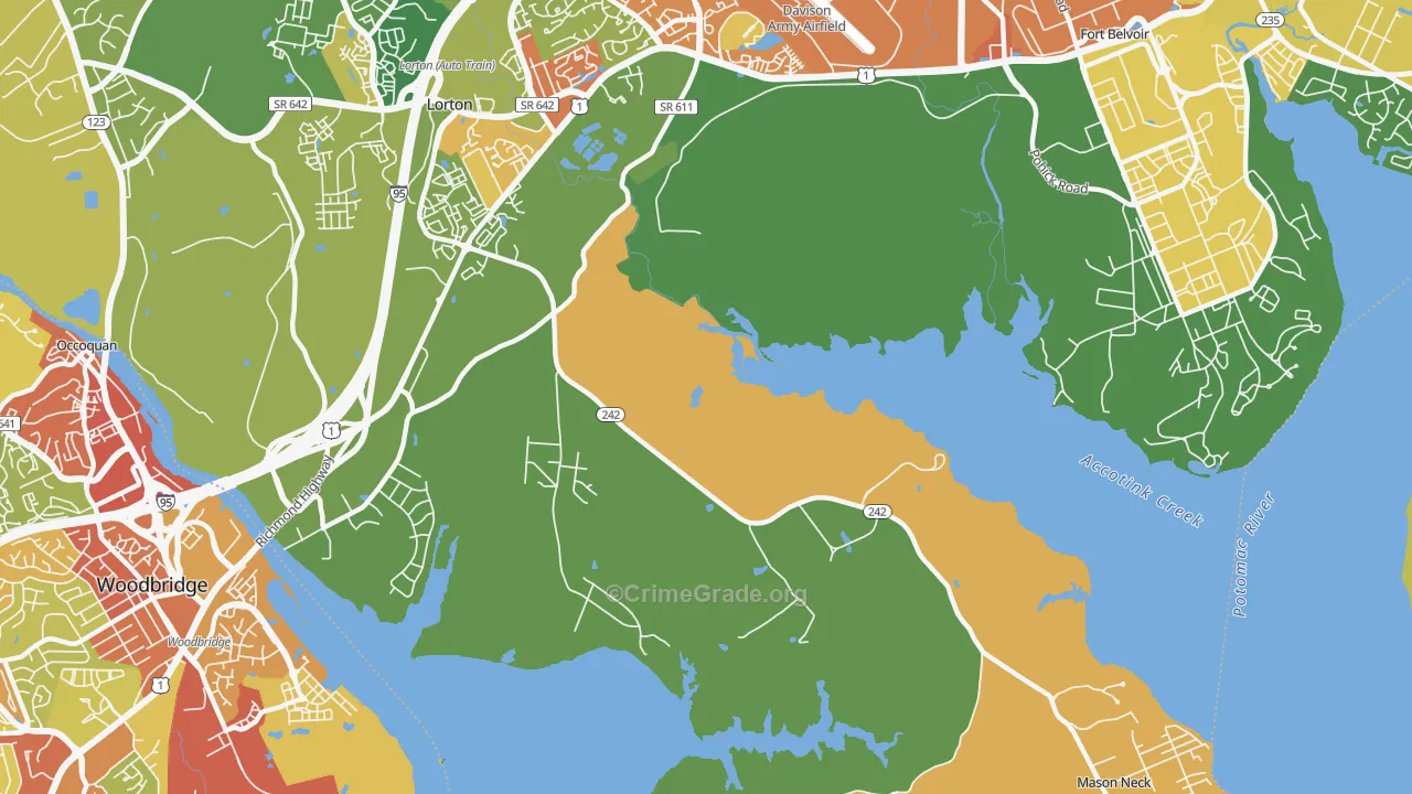 Mason Neck, VA Map of Vandalism Rates