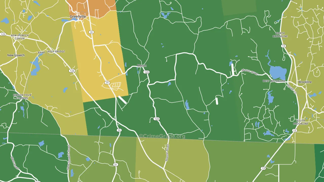 Mason, NH Map of Vandalism Rates