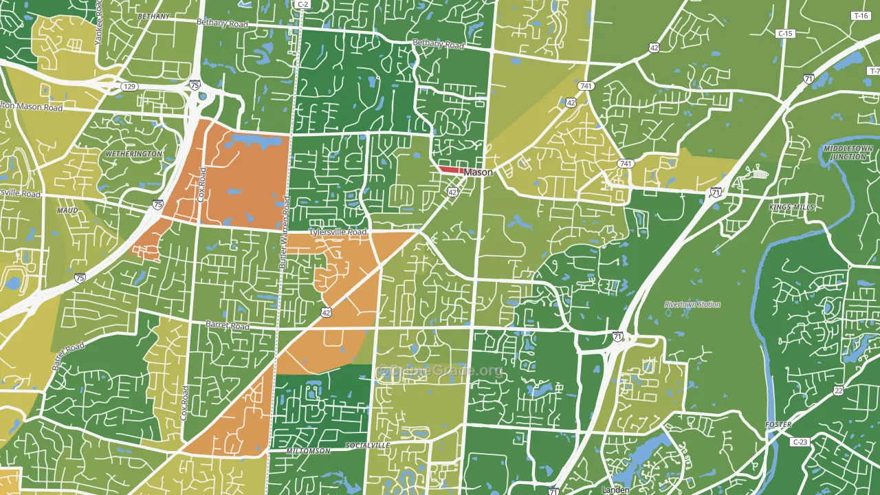 Mason, OH Map of Vandalism Rates