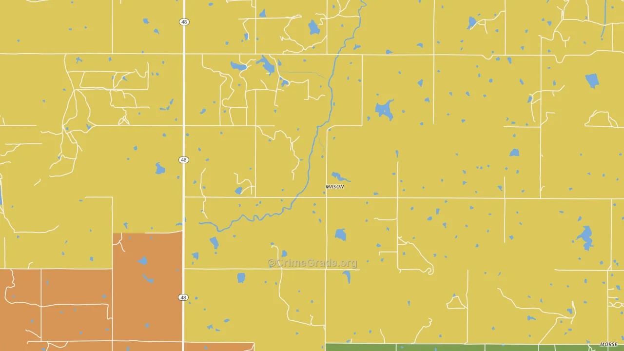 Mason, OK Map of Vandalism Rates