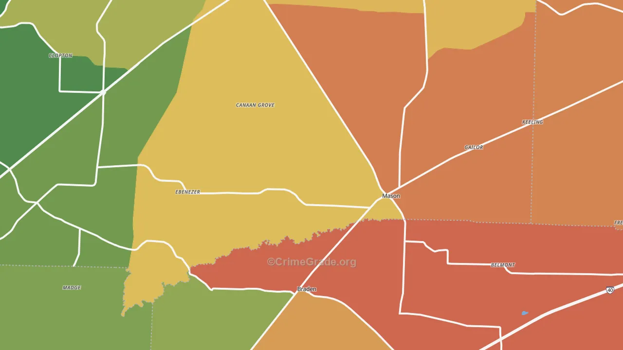 Mason, TN Map of Vandalism Rates