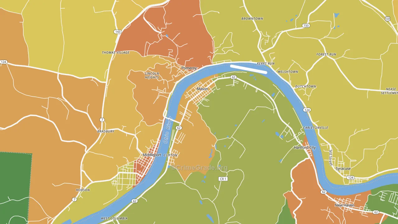 Mason, WV Map of Vandalism Rates