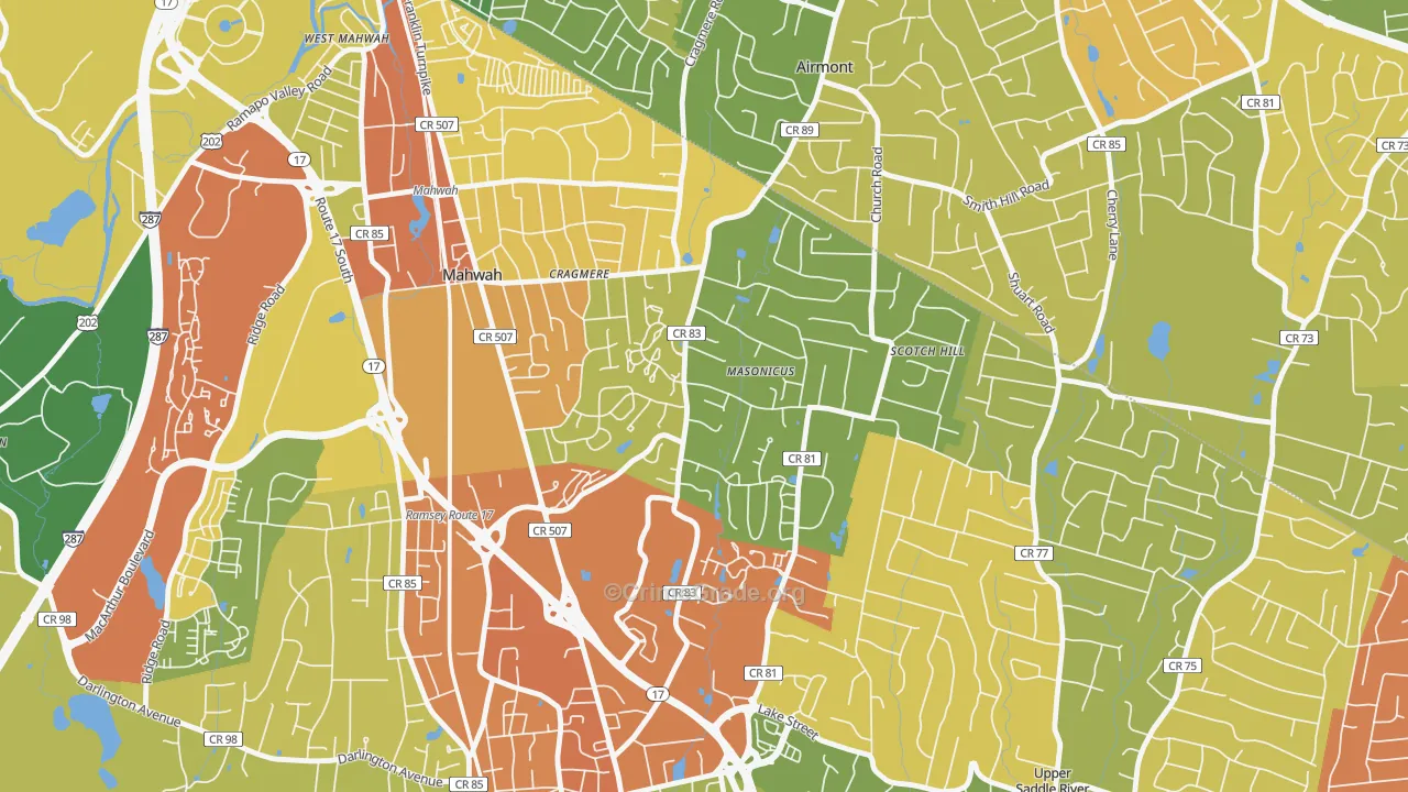 Masonicus, Mahwah, NJ Map of Vandalism Rates