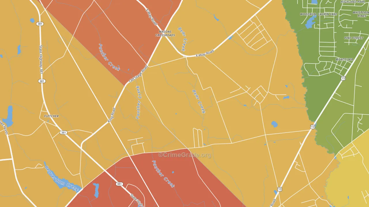 Masons Crossroads, NC Map of Vandalism Rates