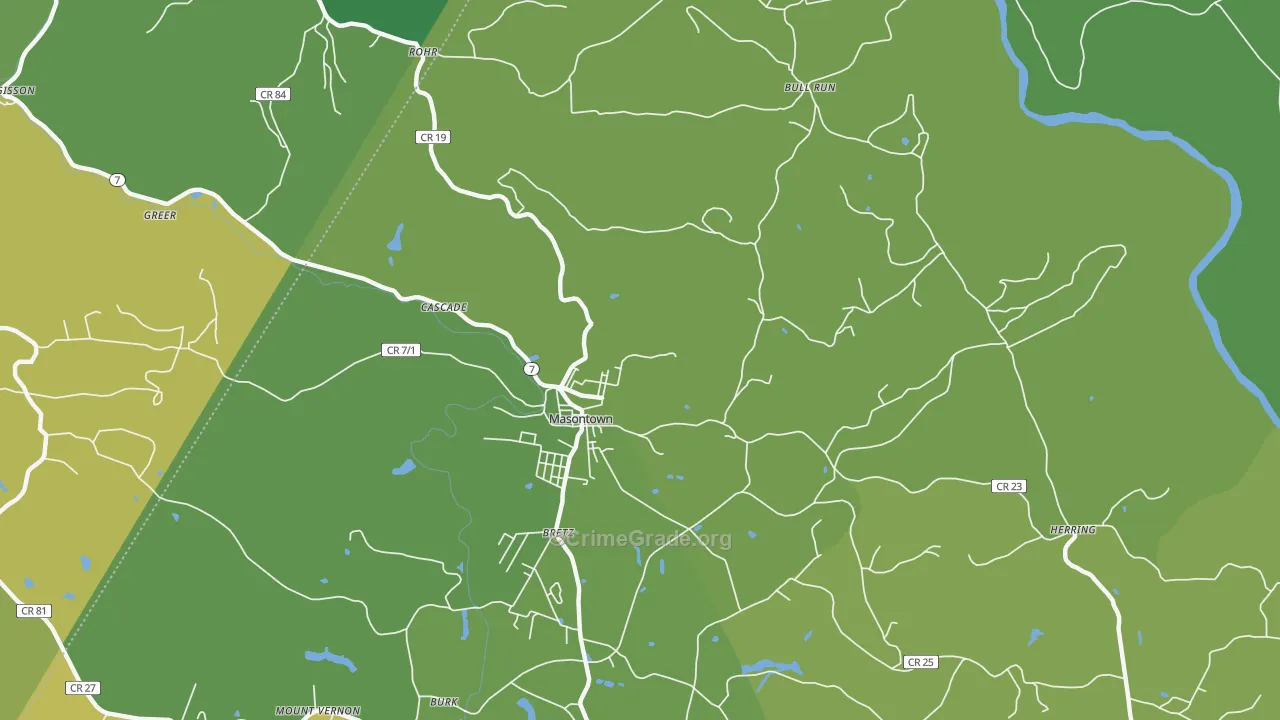 Masontown, WV Map of Vandalism Rates
