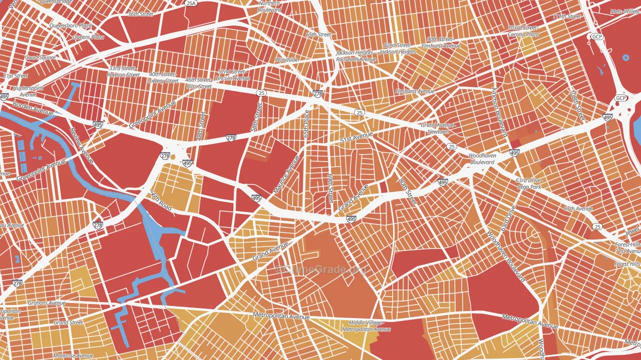Maspeth, Queens, NY Map of Vandalism Rates