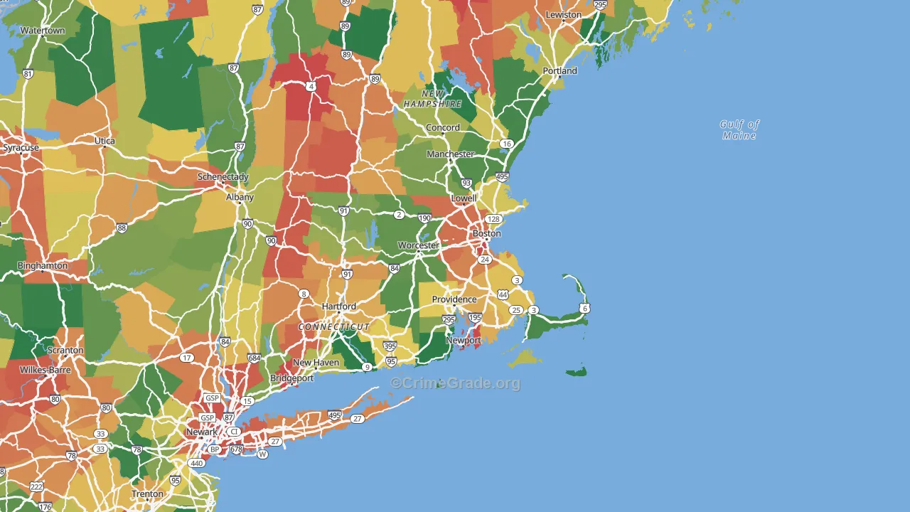 Massachusetts Map of Vandalism Rates