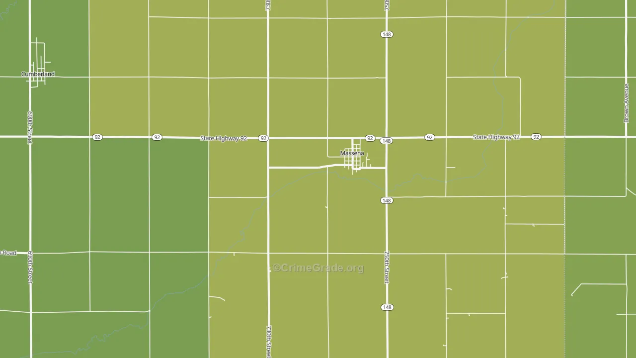Massena, IA Map of Vandalism Rates