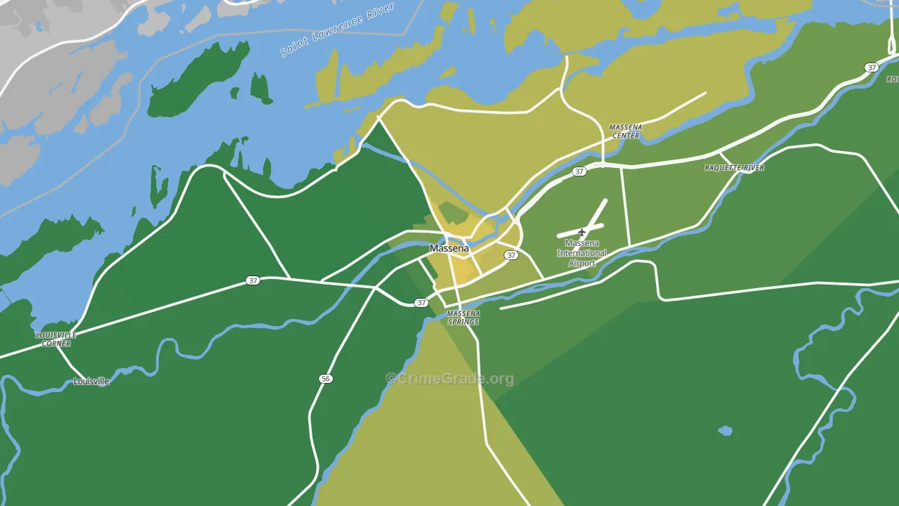 Massena, NY Map of Vandalism Rates