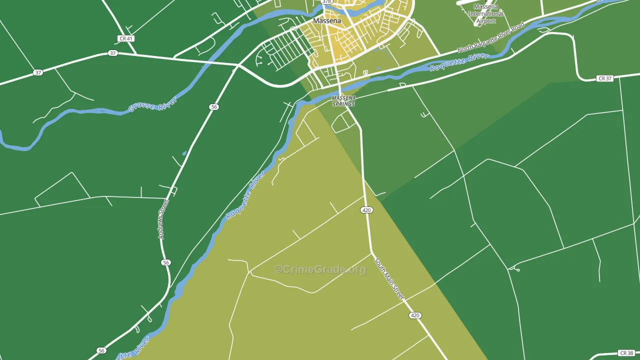 Massena Springs, NY Map of Vandalism Rates