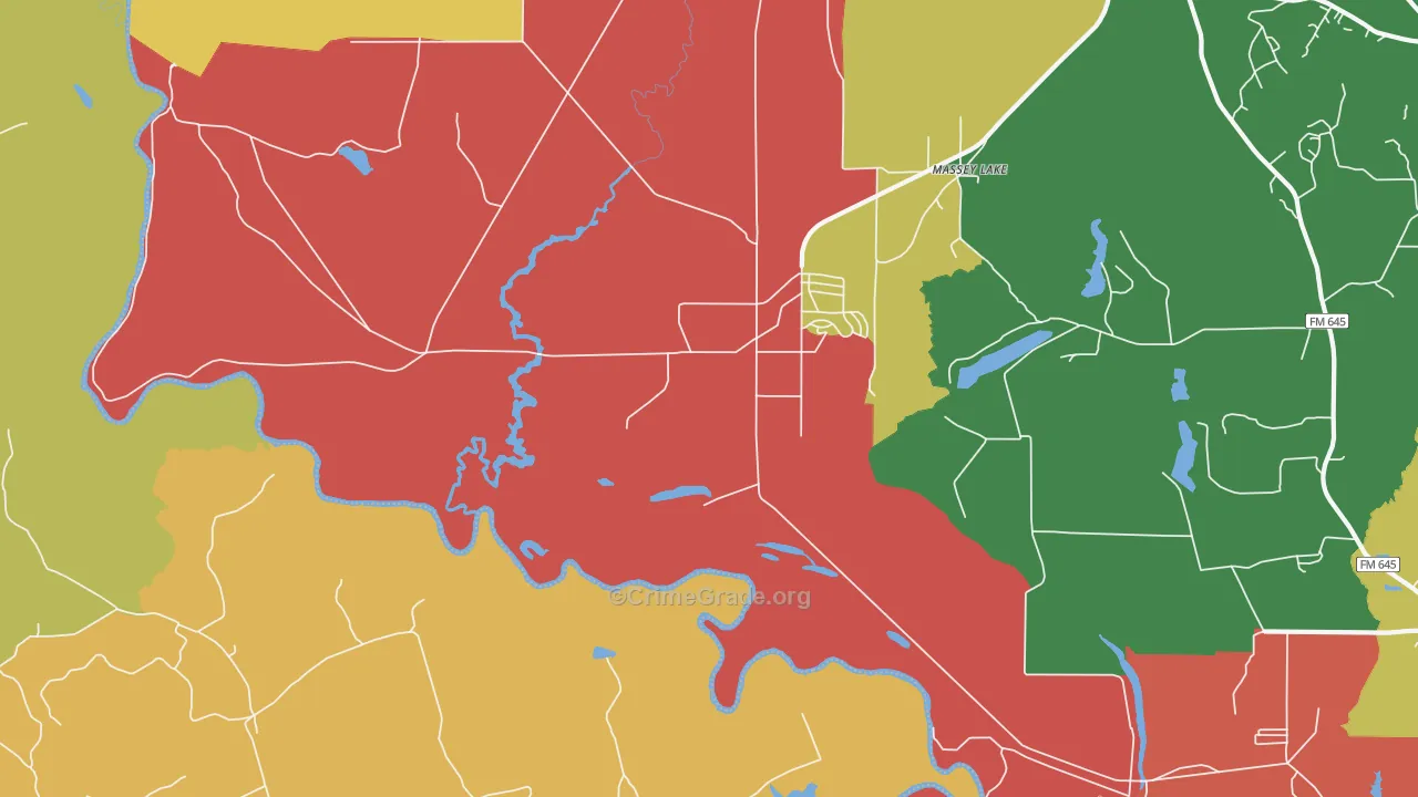 Massey Lake, TX Map of Vandalism Rates