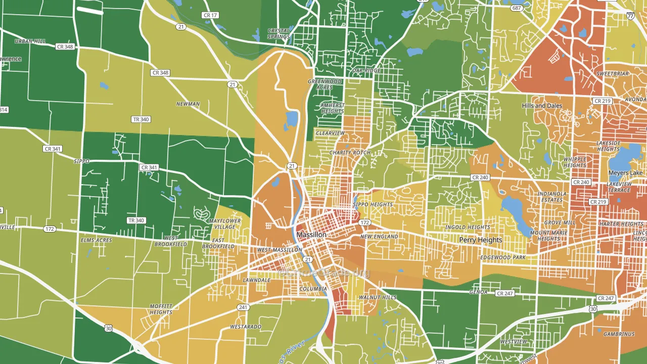 Massillon, OH Map of Vandalism Rates