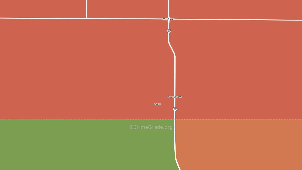 Masterson, TX Map of Vandalism Rates
