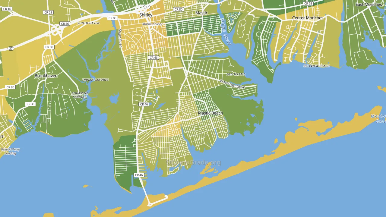 Mastic Beach, NY Map of Vandalism Rates