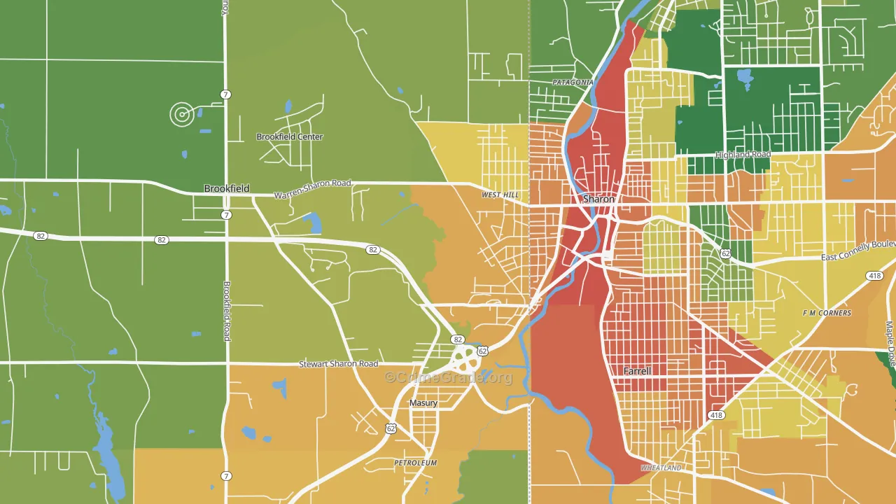 Masury, OH Map of Vandalism Rates