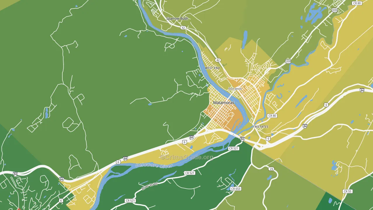 Matamoras, PA Map of Vandalism Rates
