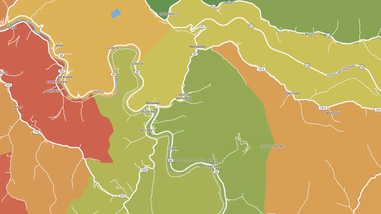 Matewan, WV Map of Vandalism Rates