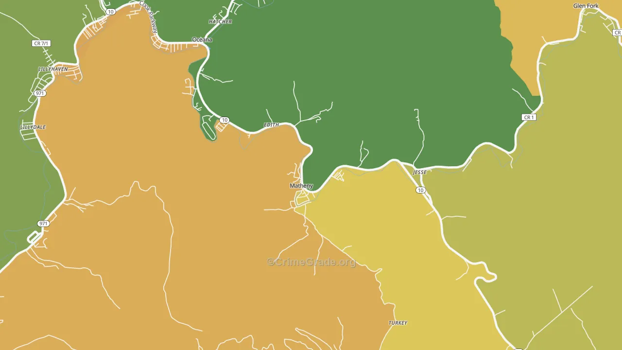 Matheny, WV Map of Vandalism Rates